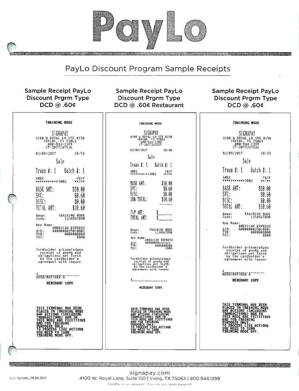 PayLo Receipt Sample